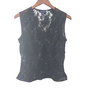 Ann Taylor Lace Black‎ Camisole Sheer Blouse Women's Size 10 Top Dressy
